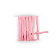 Pair of thin round waxed shoelaces made of 100% cotton, clove pink shoelaces length 60 cm